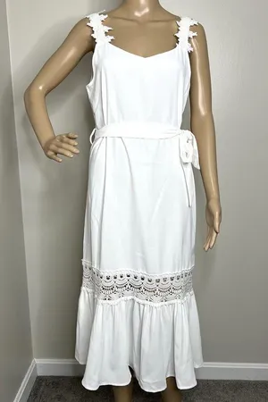 Cupshe White Lace Ruffle Peasant Maxi Dress thumbnail 7