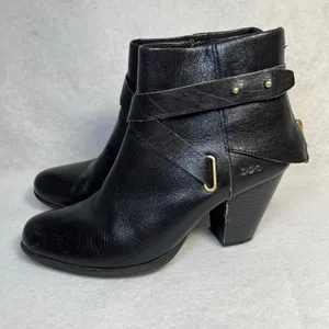 B.O.C. By Born Richardson Black Leather Heeled Ankle Boots Women’s Size 6 thumbnail 2