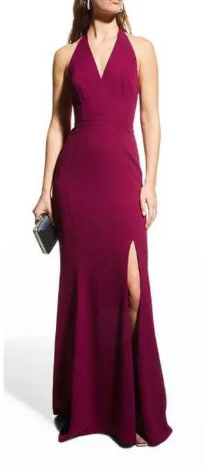 NWT Dress The Population Shiloh Tie Back Halter Dress in Dark‎ Magenta thumbnail 1