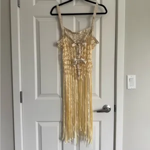 Urban Outfitters Ribbon Bow Fringe Top - O/S - Cream‎ - NWT thumbnail 7