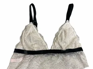 Victoria’s Secret White lace And Black Velvet Bralette thumbnail 1