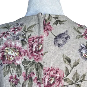 All That Jazz Floral Linen Blend Sleeveless Tan Dress Cottagecore 90s Medium New thumbnail 6