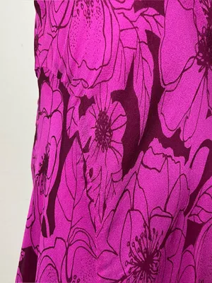 Vintage ICE Magenta Floral Bias Cut Silk Asymmetrical Maxi Dress thumbnail 9