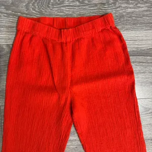 Bohemian Urban Outfitters Red Ribbed Flare Leg Pants Elastic‎ Waist XS Wide Leg thumbnail 2