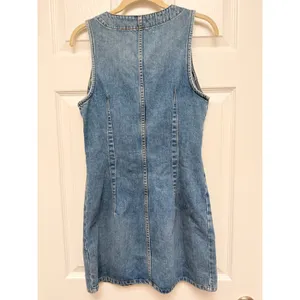 Reformation Colby Denim Mini Dress Blue Button Front‎ Sleeveless Size 4 thumbnail 3