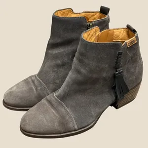 Pikolinos Baqueira Womens Ankle Boots‎ Gray Suede Tassel Booties 8.5 Fall Twee thumbnail 1