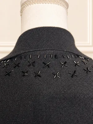 Valerie Stevens 100% Merino Wool Beaded Evening Cardigan Black Vintage 90s Knit thumbnail 7