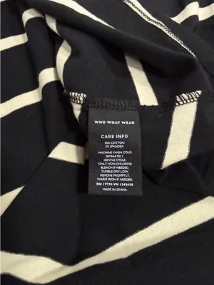 Who What Wear Black And White Striped Ruffle Sleeve Dress thumbnail 5