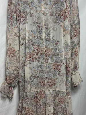 VICI Women's Sheer Floral Maxi Dress Tiered Ruffle Boho Long Sleeve cottagecore thumbnail 9