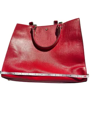 Antonio Melani Red Structured Faux Leather‎ Tote Handbag Top Handle Shoulder Bag thumbnail 13
