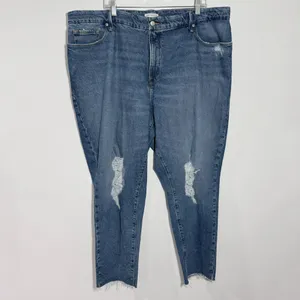 Good American The Weekender Indigo Wash Raw Hem Jean Size 18 Minimalist Casual‎ thumbnail 2