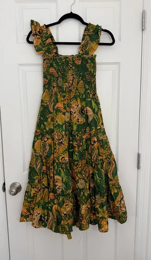 Kourt Calypso Tropical Smocked Tiered Dress Women’s Extra Small thumbnail 1