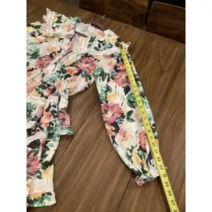 FOR LOVE AND LEMONS Bailey Floral Asymmetrical long sleeve ruffle mini Dress S thumbnail 7