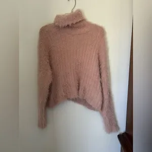 American Eagle Outfitters Teddy Eyelash Turtleneck Sweater Size Medium Pink thumbnail 7
