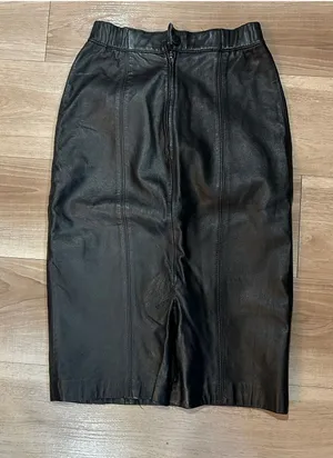 Vintage Positano Dark Brown Genuine Leather Midi Pencil Skirt Size 6 80s 90s thumbnail 1
