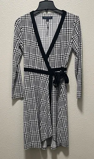 Tommy Hilfiger Black and White Plaid Long Sleeve Dress thumbnail 1