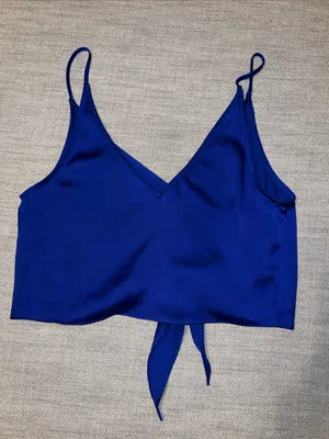 Intimately Free People Royal Blue Tie-Front Spaghetti Strap Crop Camisole thumbnail 5