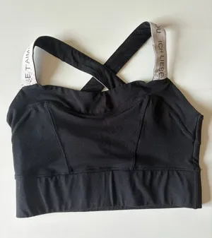 Women's Ana Heart Workout Athletic Sports Bra Medium Black White thumbnail 1