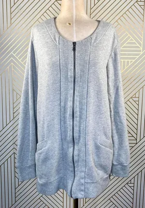 Anthropologie Pure + Good Zip Sweatshirt‎ Jacket Terry Cotton Gray Size Large thumbnail 1