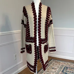 MAX Sport Embroidered Knit Embroidered Longline Cardigan M Boho Western Cowboy thumbnail 3