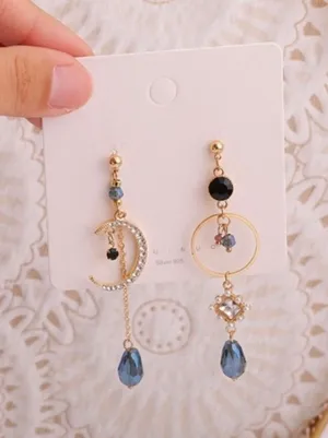 Crystal Moon Tassel Dangle Drop Earrings for Women thumbnail 1