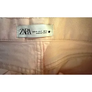 ZARA Jeans Womens Size‎ 8 Blush Pink High Rise Straight Leg Raw Hem thumbnail 3