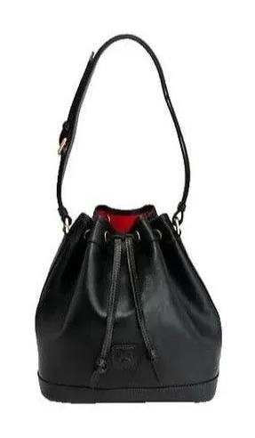 Dooney & Bourke K0689922 Black Nylon Leather Trim Drawstring Bucket Bag thumbnail 1