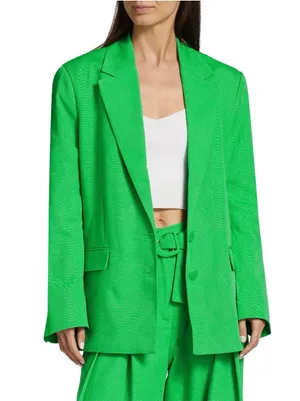 NWOT Farm Rio Bright Green Blazer Oversized Shoulder Pads $210 XXS XS S thumbnail 1