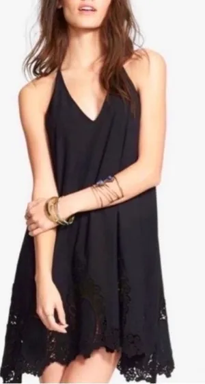 Free People Intimately Easy Livin Slip Black Embroidered Dress size XS thumbnail 1