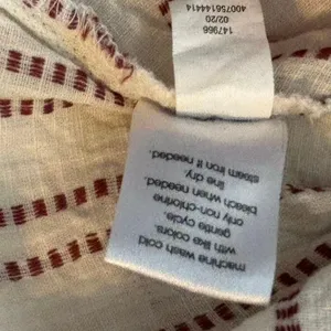 Elizabeth & James Size L Stripe Pintuck Peasant Blouse Red Cream Large thumbnail 6