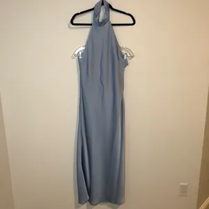 Elegant Light Blue Halter Neck Dress Size L thumbnail 3