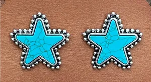Faux Turquoise Star Stud Earrings Blue thumbnail 1