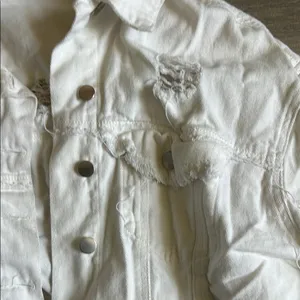 White Distressed Women's Jacket Size L thumbnail 2