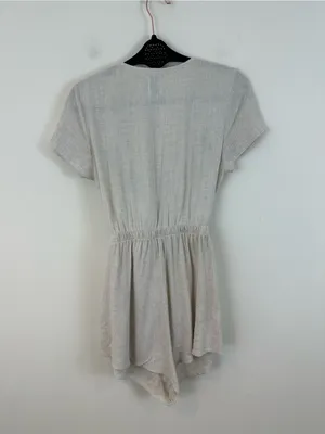Princess Polly Ragnar Neutral Tie-Front Romper in Light Beige Size 6 thumbnail 6