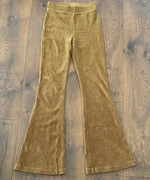 Aerie Groove on Velour High Waisted Flare Pants Ribbed Velvet Small Brown Retro thumbnail 1