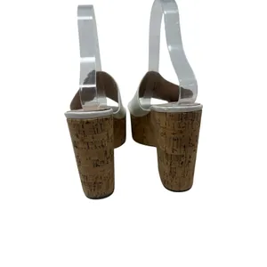 RAYE White Leather Cork Platform Sandals Chunky Block Heel Womens Size 7.5 thumbnail 6