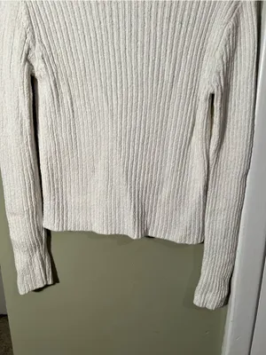 Moani Women's Size F Crewneck Sweater White Ribbed Merino Wool Cashmere Blend thumbnail 3