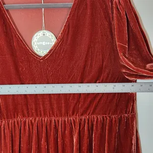 Umgee Burnt Orange Velvet Tiered Mini Dress Size XL NWT Wedding Guest Dress thumbnail 5