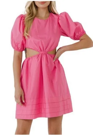 English Factory cut-out mini‎ dress with puff sleeves thumbnail 1