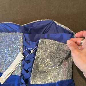Women’s Blue Full Length Sparkly Tulle & Sequined Prom Party Dress Size L NWT thumbnail 8
