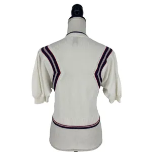Maeve Puff Sleeve Cardigan White Inset Graphic Button Front‎ Sweater Size S thumbnail 10