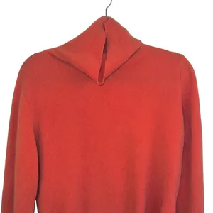 Pure Collection 100% Cashmere Turtleneck Sweater Coral Orange Size 14 16 thumbnail 3