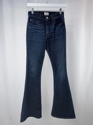 Hudson Heidi High Rise Flare Leg Jeans in Dark Blue Size 23‎ thumbnail 3