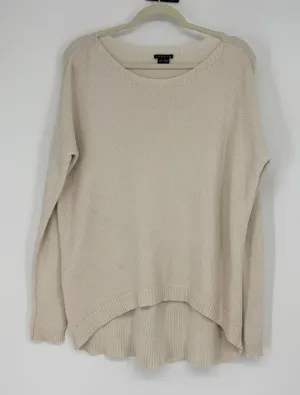 Theory Cream Cotton‎ Cashmere Knit Sweater Womens M Hi Low Hem thumbnail 1