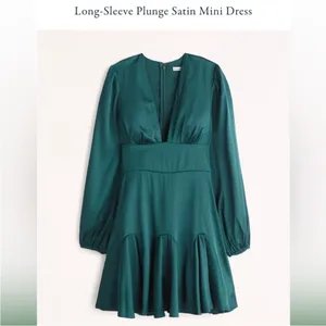 Abercrombie & Fitch Long-Sleeve Plunge Satin Dress thumbnail 2