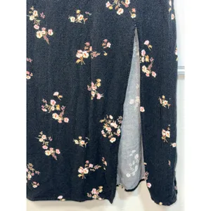 Abercrombie & Fitch Black Floral Smocked Cutout High Slit Midi Dress Womens XS thumbnail 6