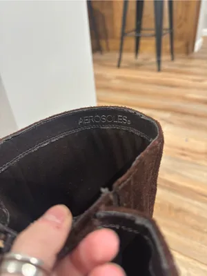 AEROSOLES Vintage 90s Dark Brown Suede Knee-high Moccasin Wedge Boots | Size 8 thumbnail 4