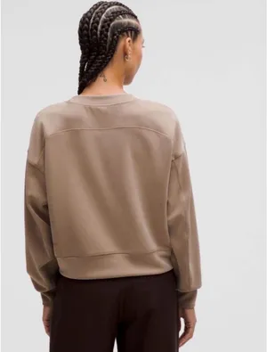 Lululemon Sofstreme Perfectly Oversized Cropped Crew - Taupetastic - Size 4 thumbnail 2