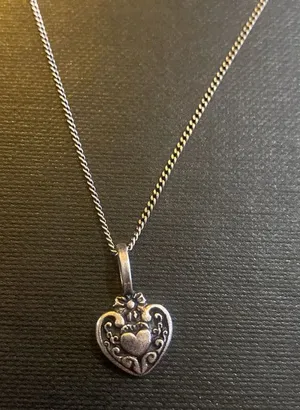 Saint Laurent Victorian Heart Charm Necklace in Metal thumbnail 1