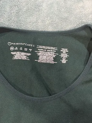 Primark Cares Dark Green Ribbed Seamless Long Sleeve Scoop Neck Crop Top Size XS thumbnail 3